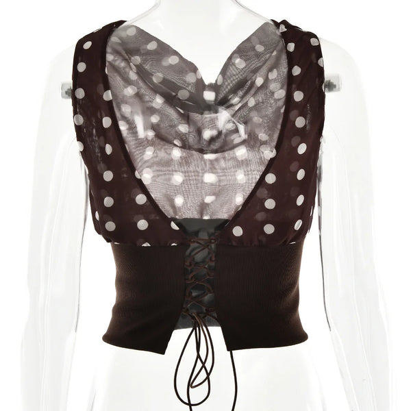 Luna Polka Charm One-Shoulder Top