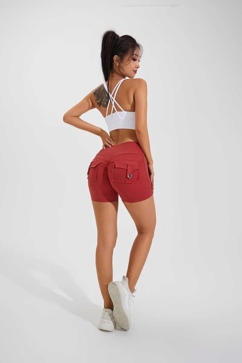 Mira Pocket Scrunch High-Waist Yoga Shorts One-piece