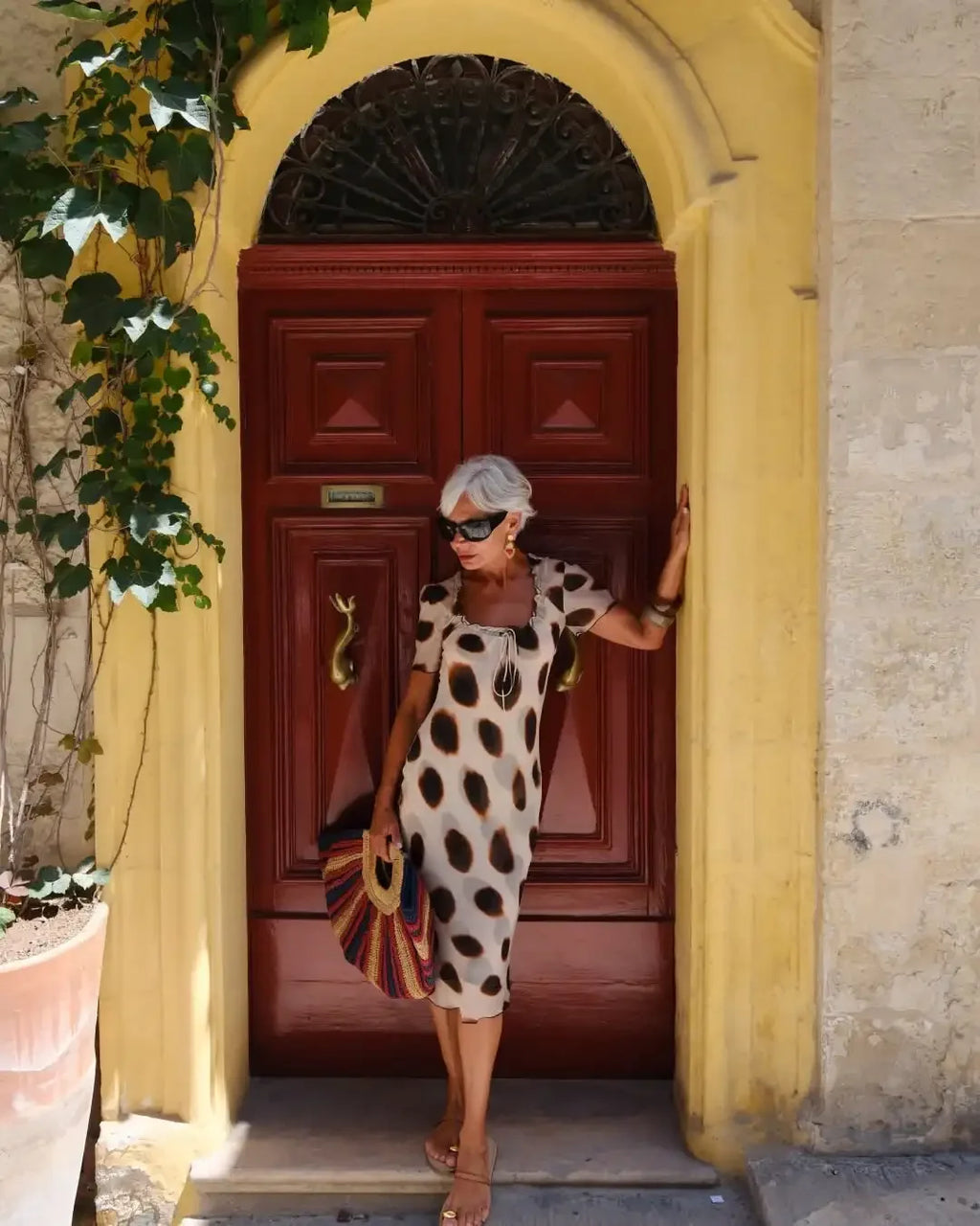 Camille Polka-Dot Chiffon Midi Dress