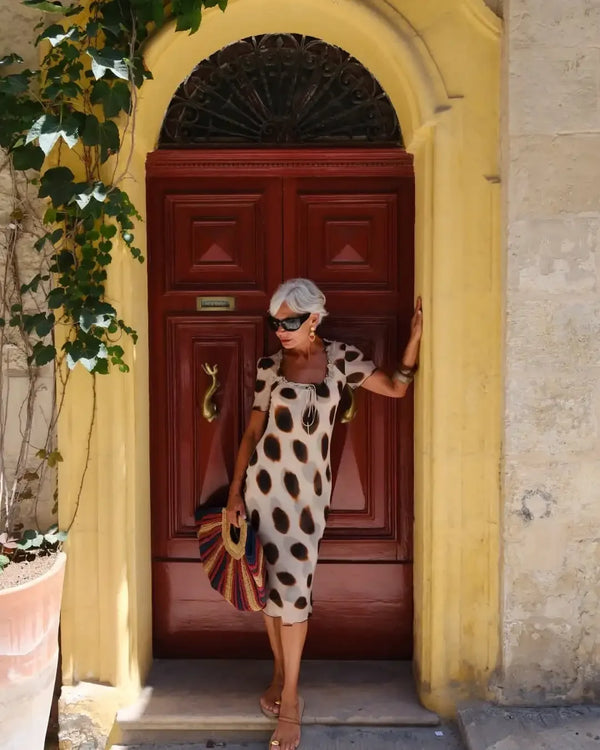 Camille Polka-Dot Chiffon Midi Dress