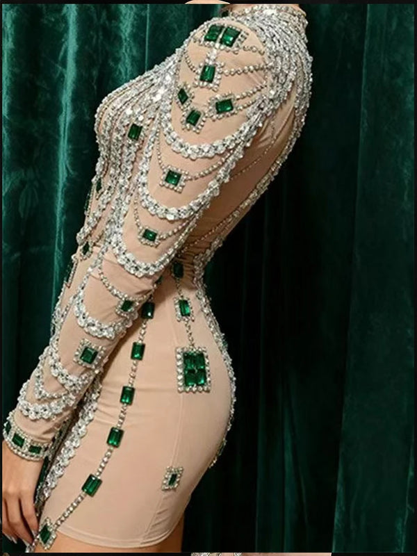 Celeste Rhinestone Strapless Wrap Mini Dress