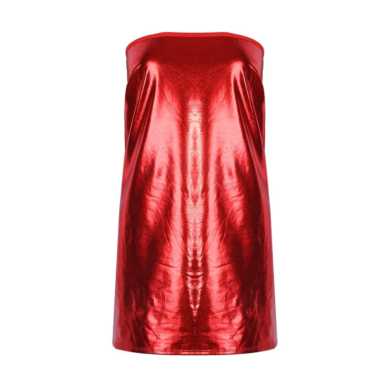 Nova Metallic PU Strapless Bodycon Mini Dress