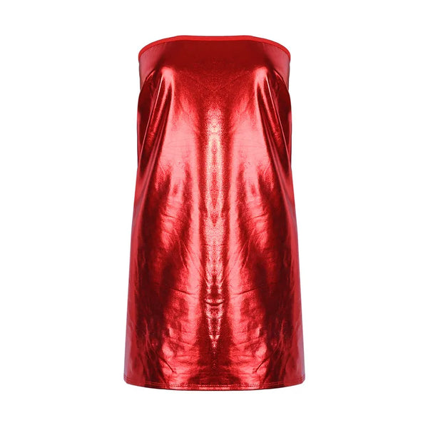 Nova Metallic PU Strapless Bodycon Mini Dress