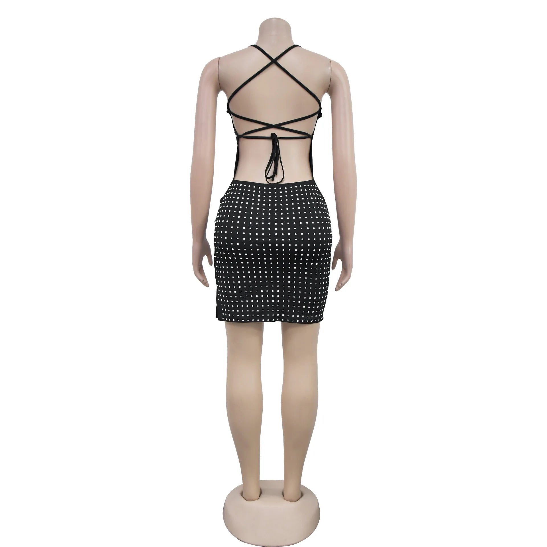 Jessamine Rhinestone Backless Bodycon Mini Dress