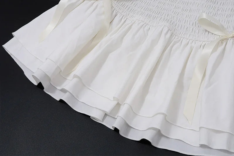 Maisie Ruffle Puff-Sleeve Mini Skirt Set Two-piece