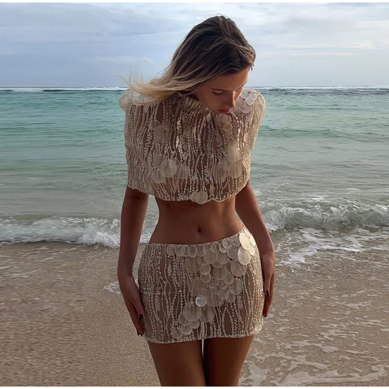 Seraphina Sequin Sheer Top & Mini Skirt Collection