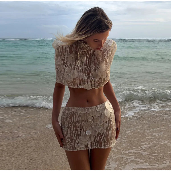 Seraphina Sequin Sheer Top & Mini Skirt Collection