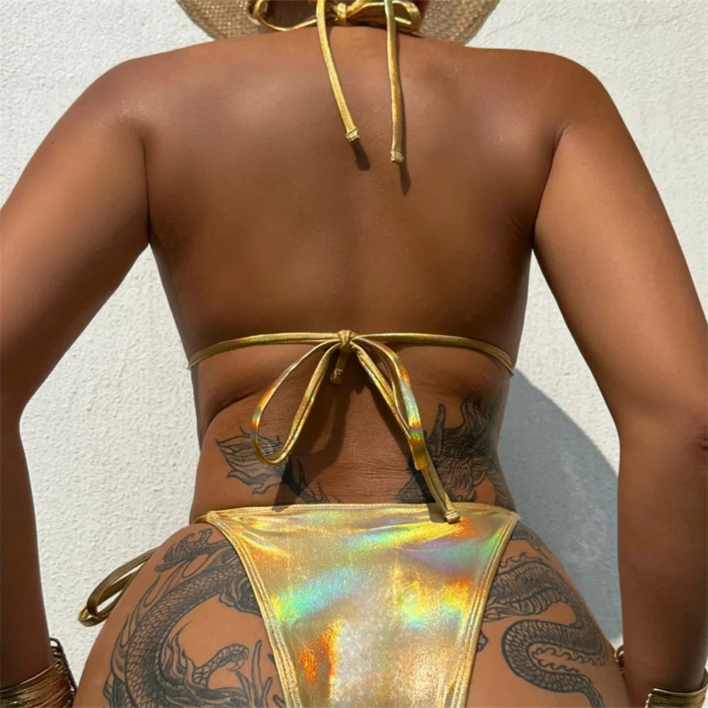 Electra Gold Metallic String Bikini Two-piece Secondary image