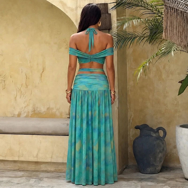 Bettina Twist Halter Top & Ruched Maxi Skirt Two-piece Secondary image