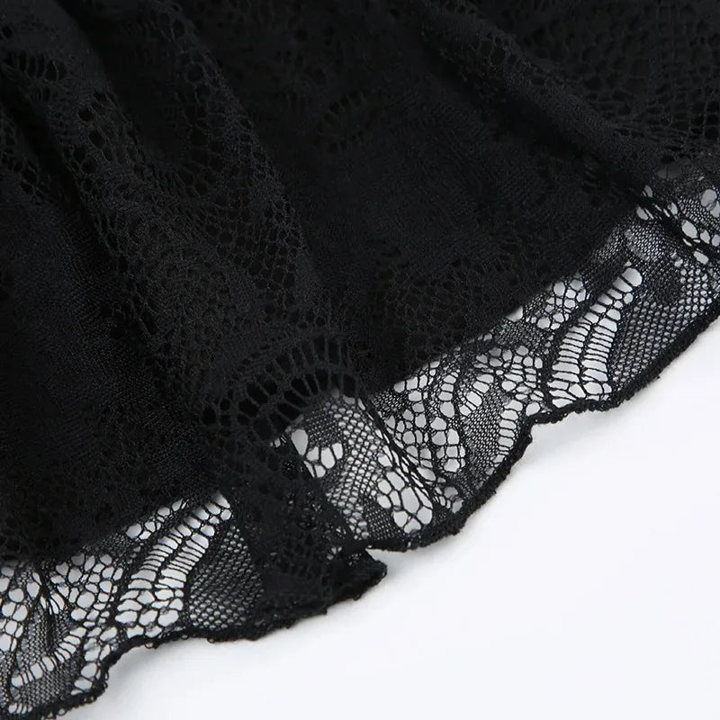 Belladonna Lace-Bow Gothic A-Line Mini Skirt One-piece