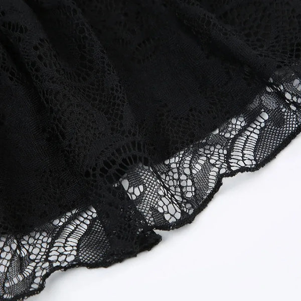 Belladonna Lace-Bow Gothic A-Line Mini Skirt One-piece