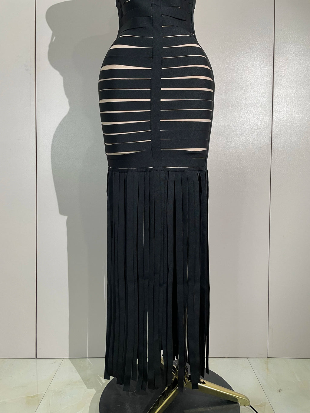 Francesca Tassel Halter Bandage Midi Dress