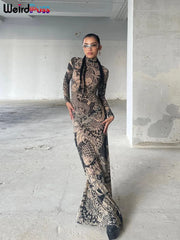 Jenny Midnight Dragon Long Sleeve Maxi Dress