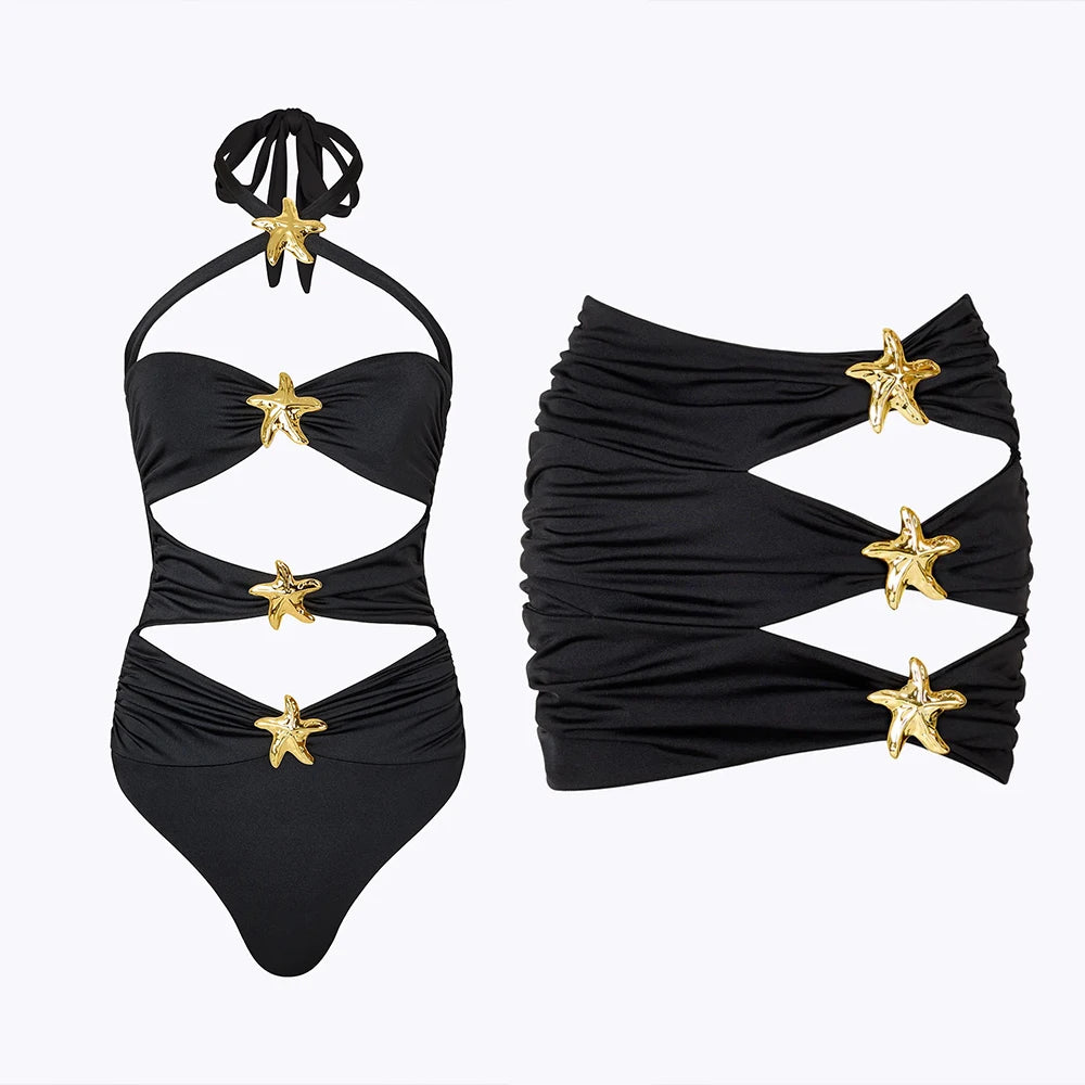 Flora Drawstring Tankini Skirt Three-piece