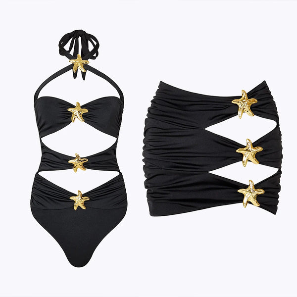Flora Drawstring Tankini Skirt Three-piece
