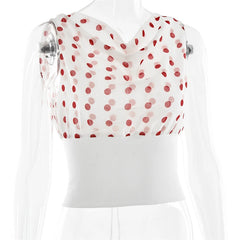 Luna Polka Charm One-Shoulder Top