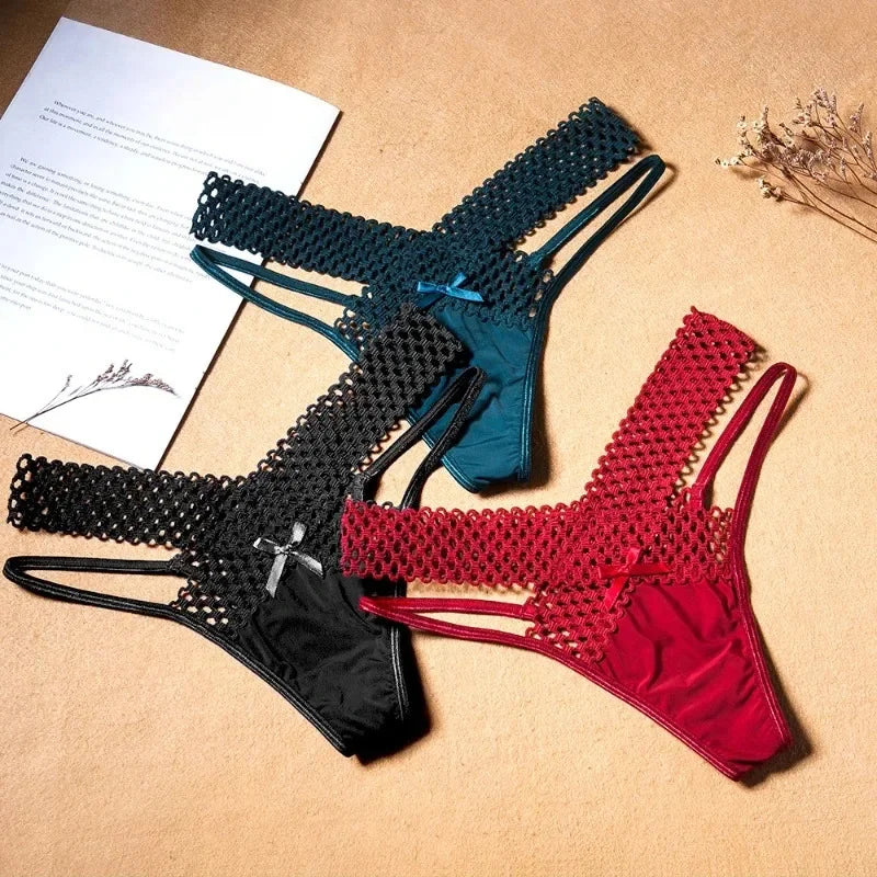 Calista Cross-Strap Ribbon Thong Lingerie One-piece