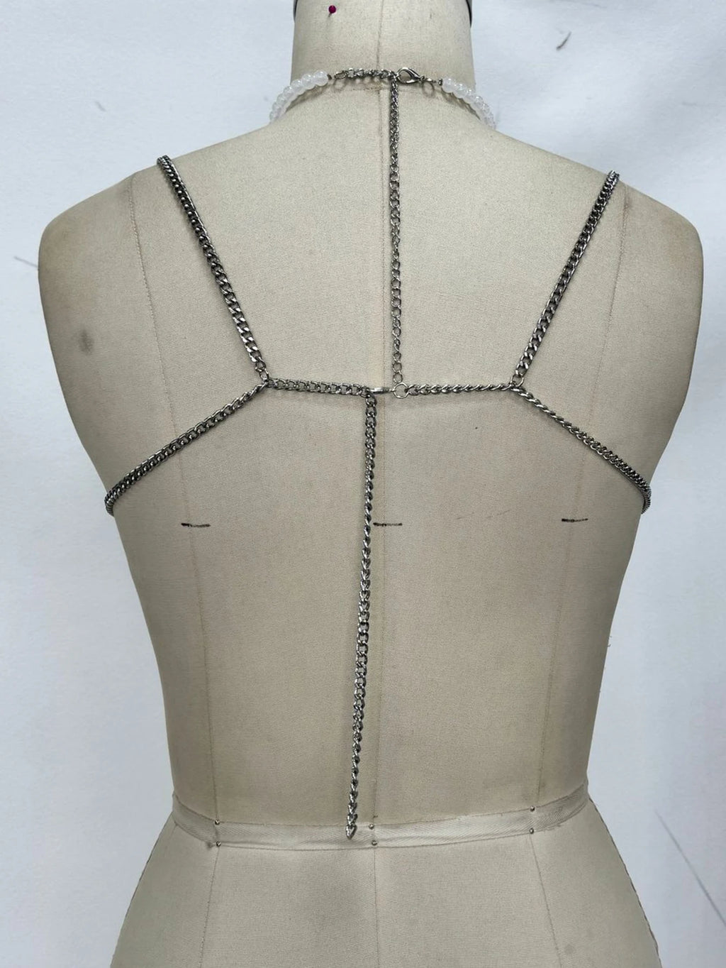Elara Rhinestone Beaded Halter Crop Top