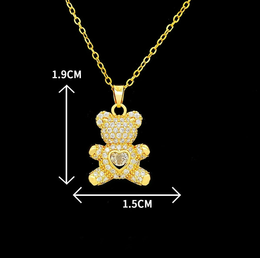 Teddy Crystal Bear Pendant Necklace