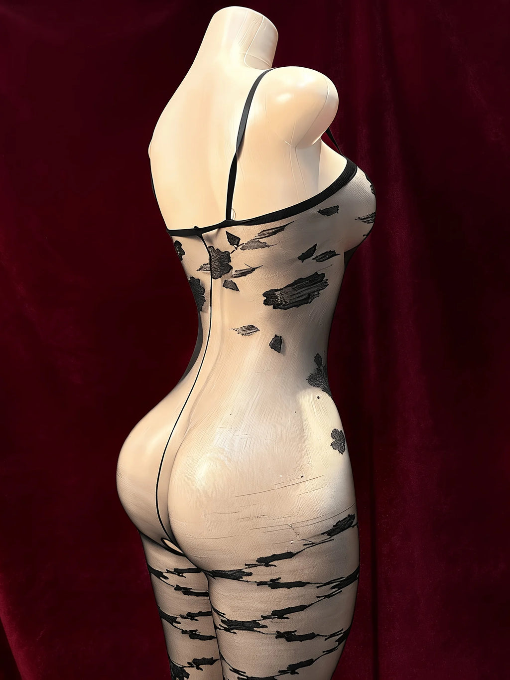 Albertine Sheer Floral Print Crotchless Lingerie Bodystocking