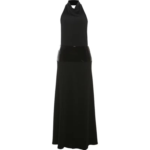 Nerina Draped Backless Halter Maxi Dress