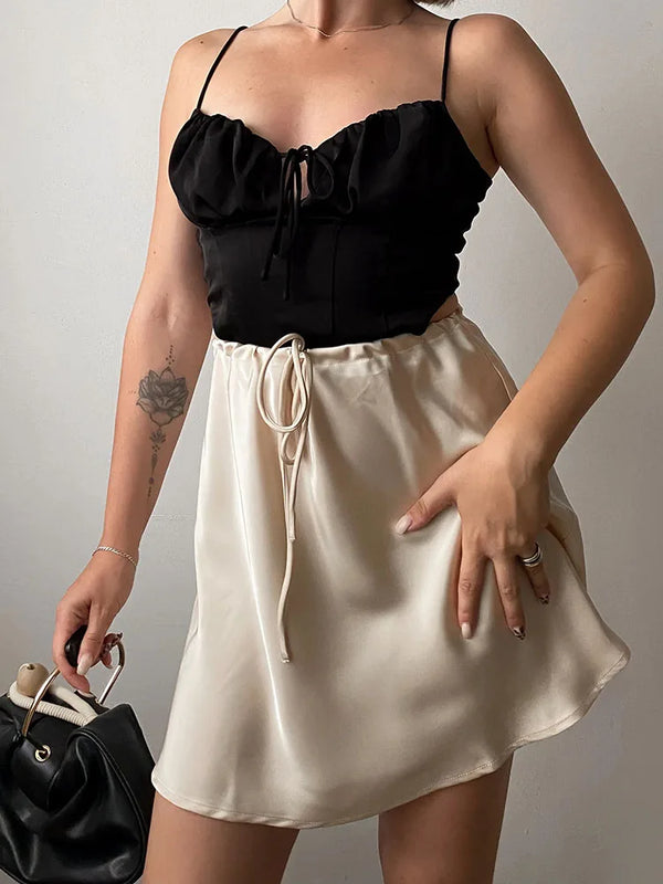 Esme A-Line Satin Mini Skirt One-piece