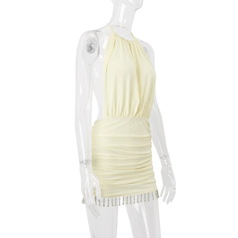 Aurelie Embellished Halter Cutout Mini Dress
