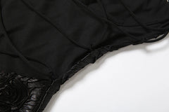 Isabella Spaghetti Strap Floral Embroidered Bodycon Maxi Dress