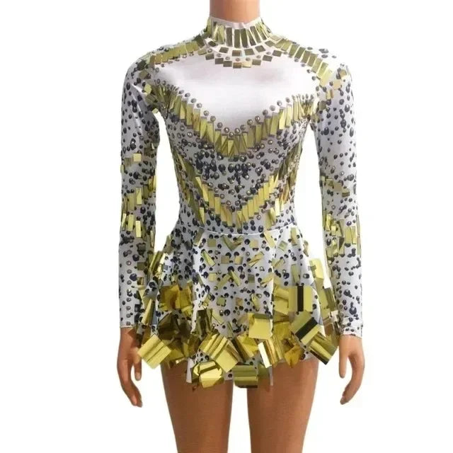 Isolde Mirror-Embellished Performance Mini Dress