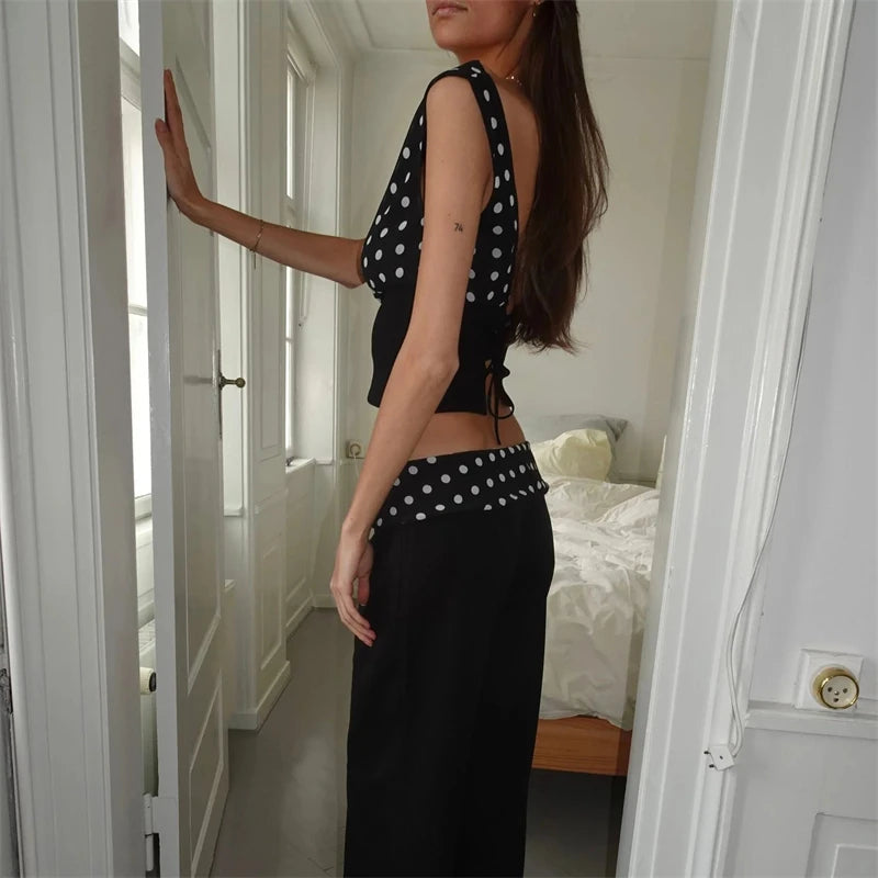 Luna Polka Charm One-Shoulder Top