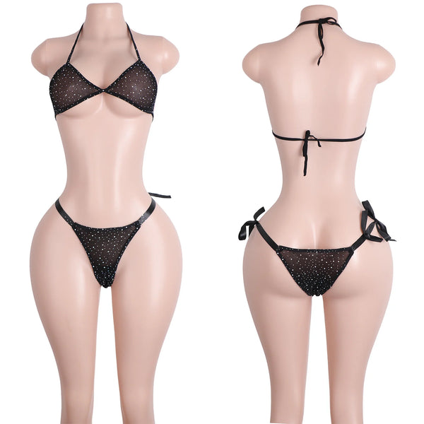 Diamanté Rhinestone Bra Bikini Two-piece