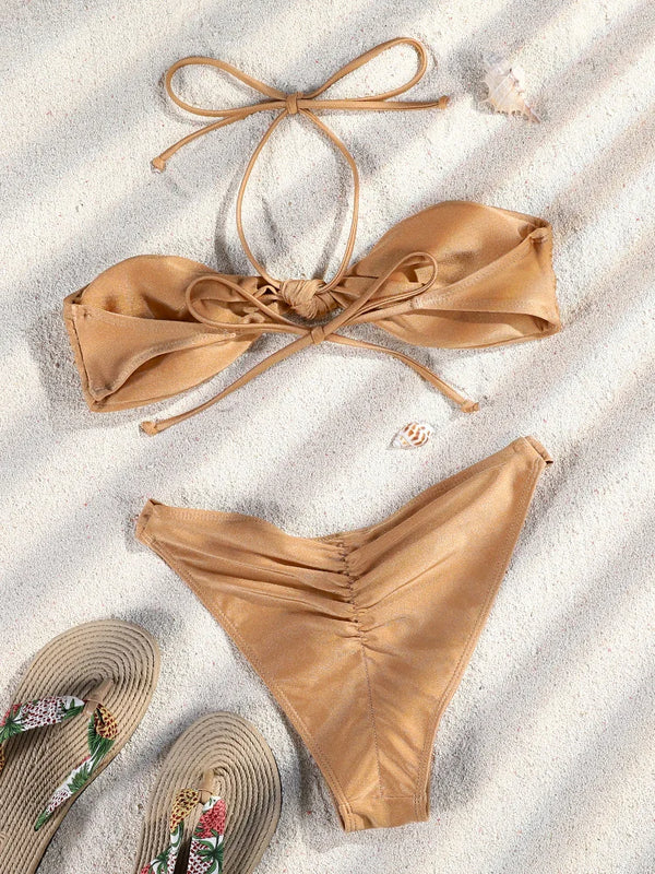Orla Pleated Halter Micro Bikini Two-piece