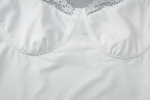 Wenna Lace-Trim Ruffle Strap Slim Crop Cami One-piece