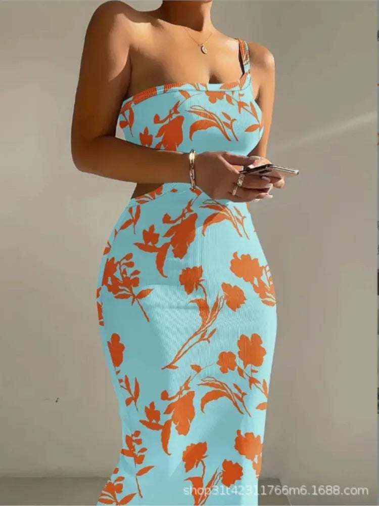 Soleil One-Shoulder Cutout Bodycon Maxi Dress
