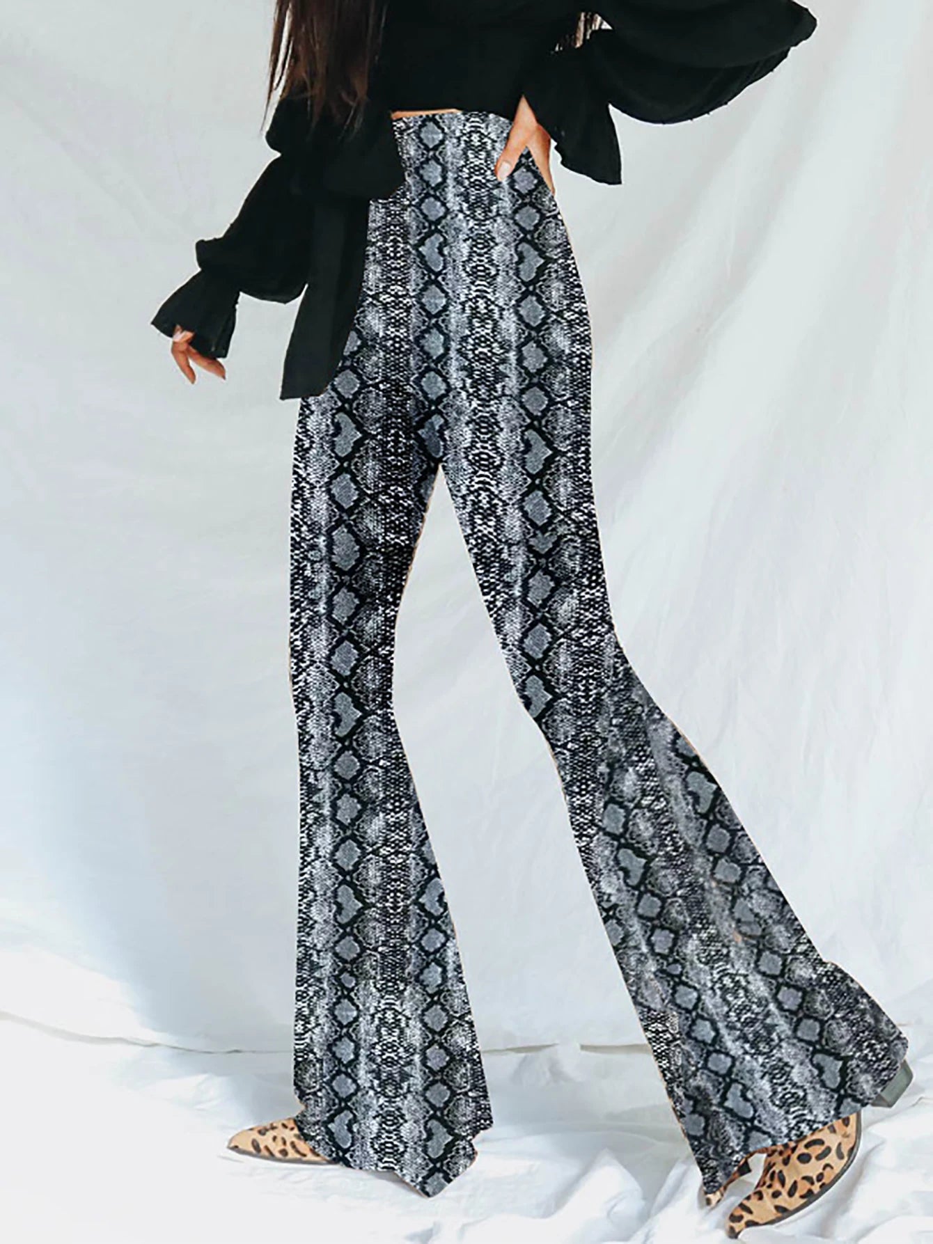 Savanna Animal-Print Flare Pants Apparel One-piece