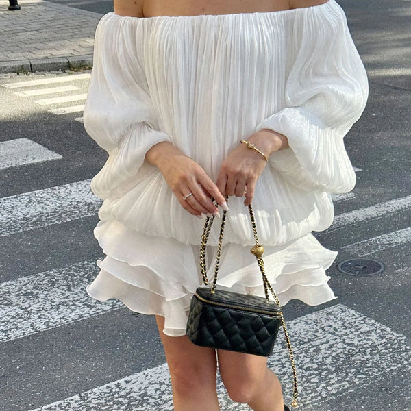 Ariadne Shimmer One-Shoulder Ruched Mini Dress