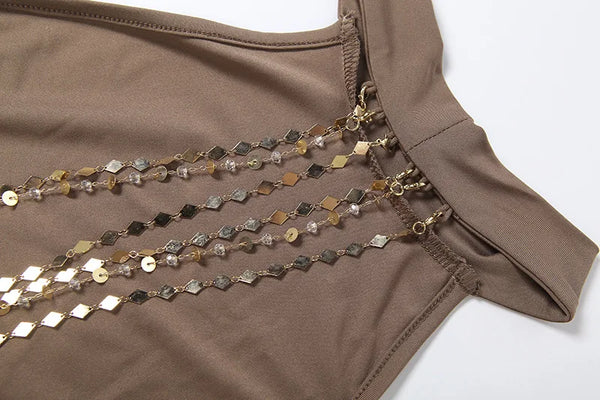 Mariposa Butterfly-Chain Halter Romper One-piece