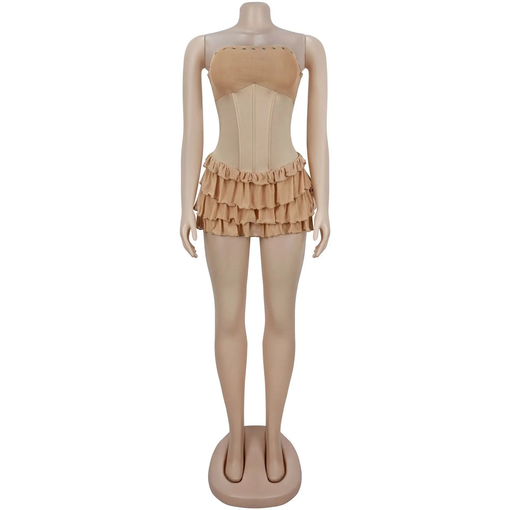 Octavia Strapless Tiered Ruffle Mini Dress