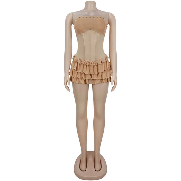 Octavia Strapless Tiered Ruffle Mini Dress