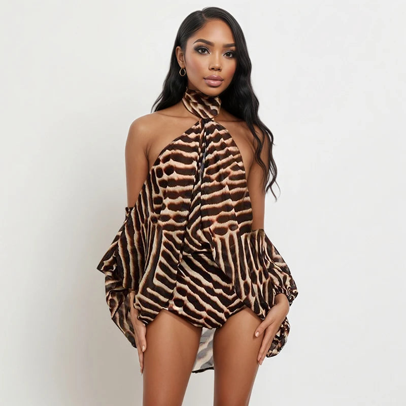 Nessa Animal-Print Halter Top & Shorts Two-piece Secondary image