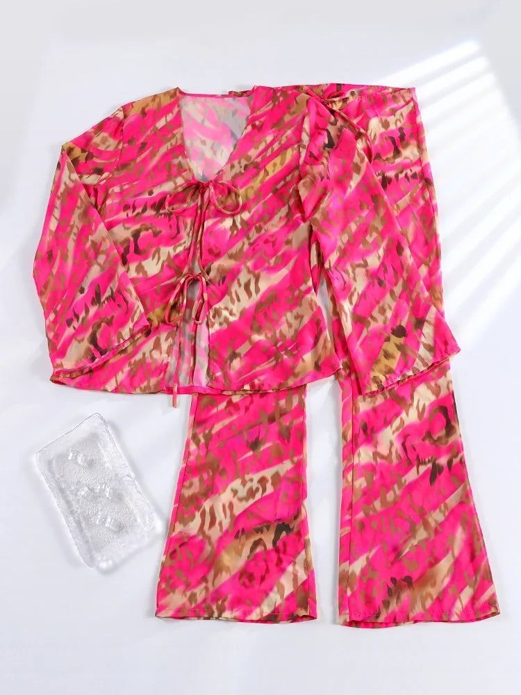 Zaria Printed Deep-V Swim Set
