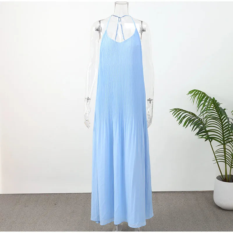 Skylar Pleated Backless Maxi Dress