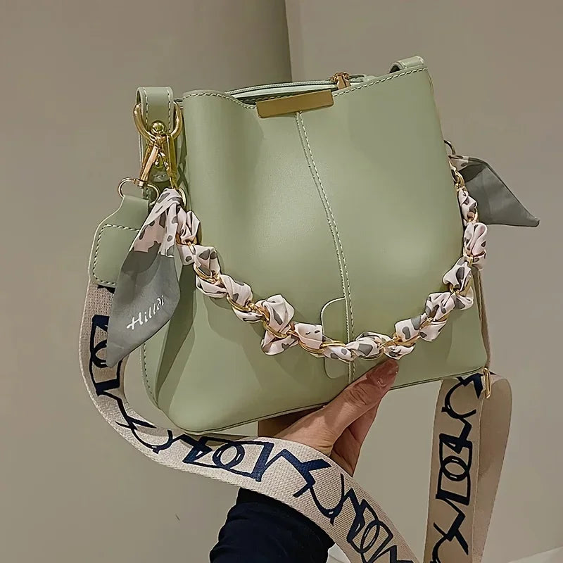 Delphine Ribbon-Chain Bucket Bag