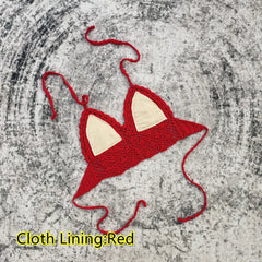 Handmade Crochet Lace Knit Bra Boho Beach Bikini Cami Tank Crop Top Halter