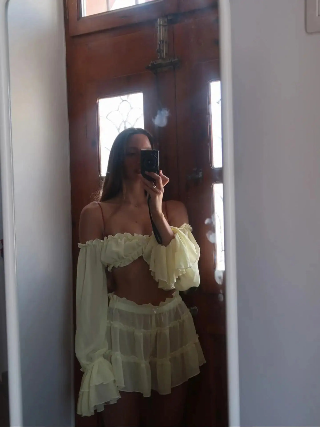 Ruffle Beach Dresses Cover Up Women Bandage Long Sleeve Dress High Waist Beach Cover Ups Summer Bandage Beachwear Dress Clothing