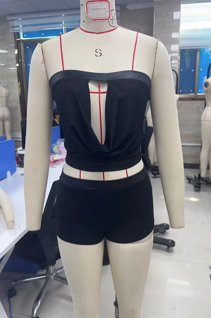 Selena Noir Cutout Shorts Apparel Two-piece