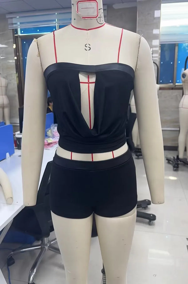 Selena Noir Cutout Shorts Apparel Two-piece