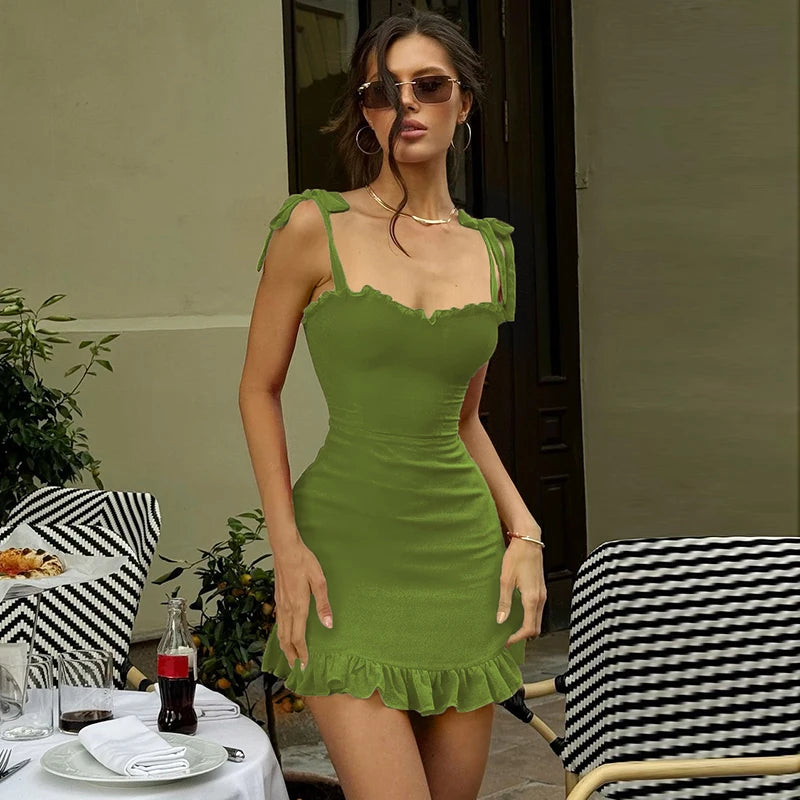 Geneva Ruffle Backless Slim Mini Dress
