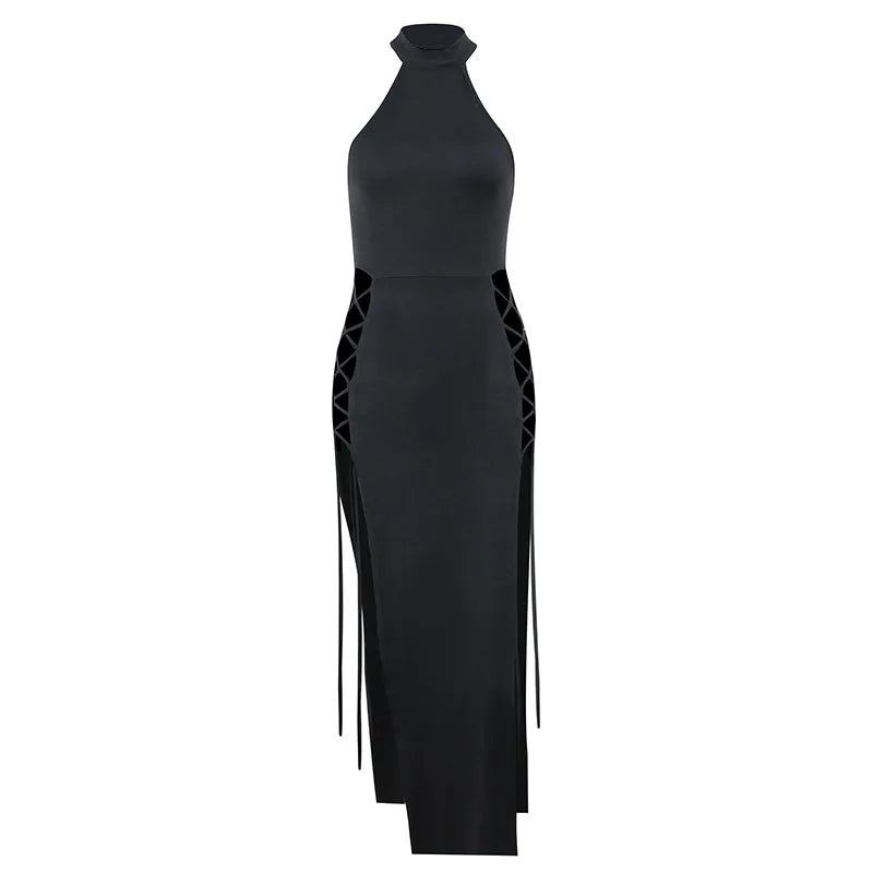 Seraphine Gothic Nun Cosplay Costume with Lace-Up High Slits