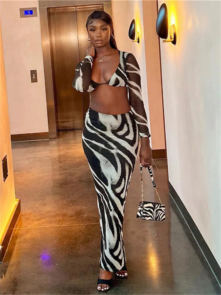 Isabeau Printed Maxi Skirt Set Two-piece